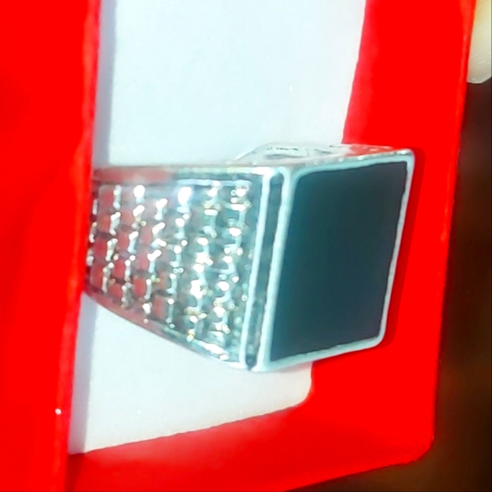 Silver and Black Square Ring